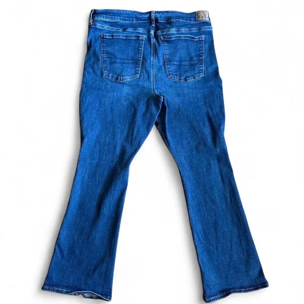 American Eagle Outfitters High Rise Skinny Kick Stretch Blue Jeans 18 Short